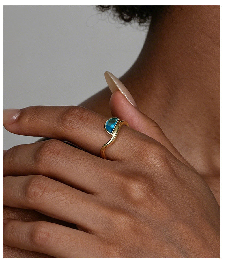 Aqua Bezel Ring