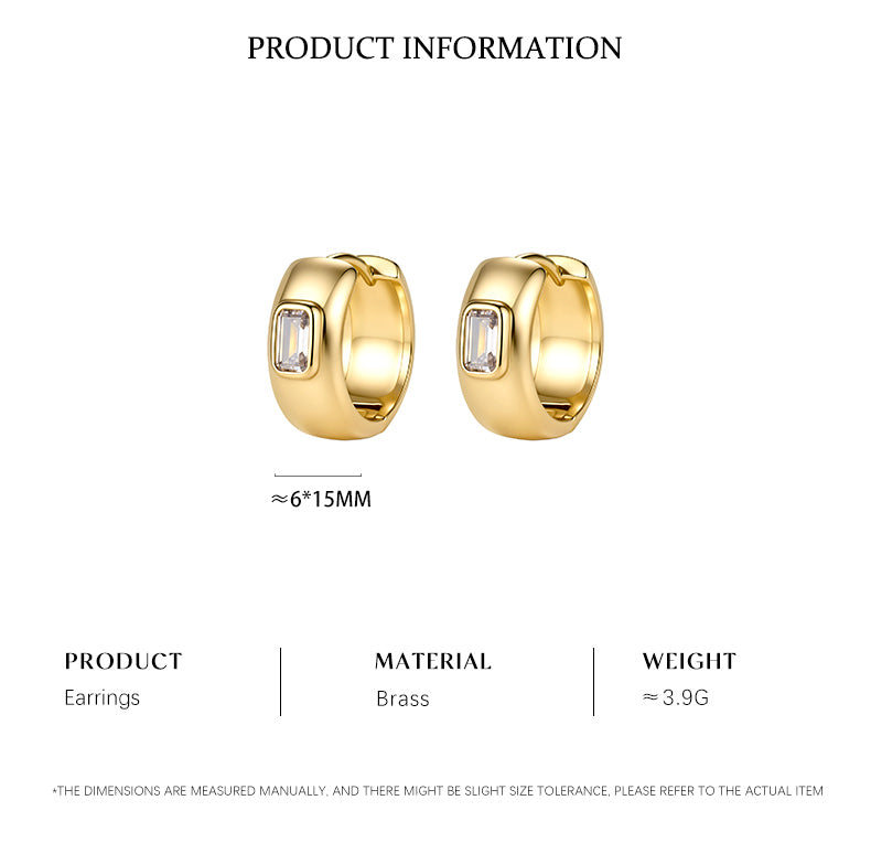 Cubic Zirconia 14K Gold Plated Hoop / Drop Earrings , Geometric / Modern