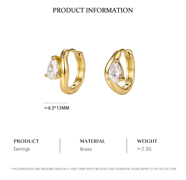 Moissanite 14K Gold Plated Hoop Drop Earrings Prong Modern