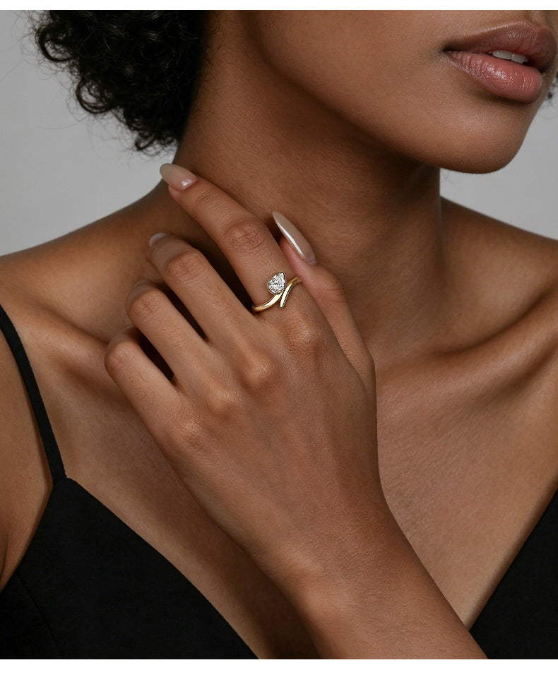 Moissanite 14K Gold Plated Ring Prong Modern