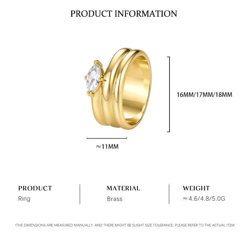 Moissanite 14K Gold Plated Ring Prong Modern 2