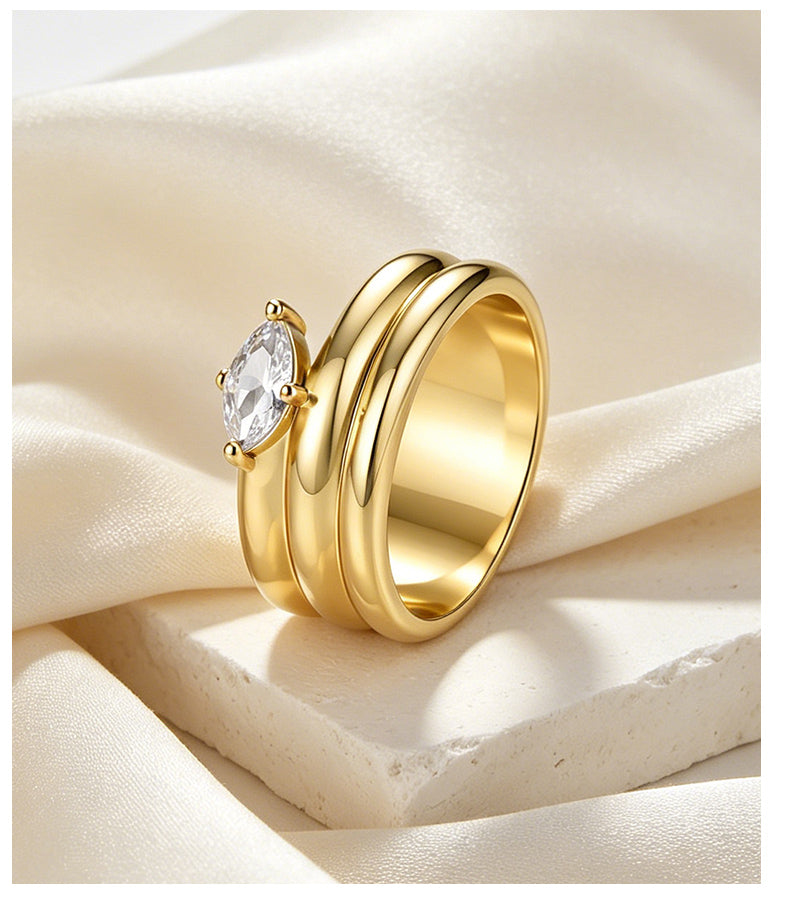 Moissanite 14K Gold Plated Ring Prong Modern 2