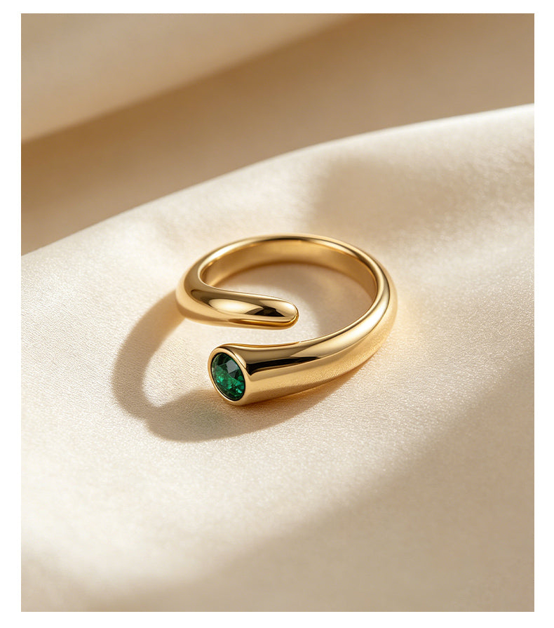 Cubic Zirconia 14K Gold Plated Ring Bezel Modern 3
