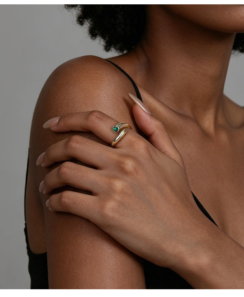 Cubic Zirconia 14K Gold Plated Ring Bezel Modern 3
