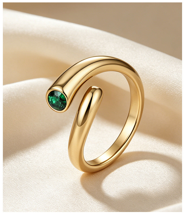 Cubic Zirconia 14K Gold Plated Ring Bezel Modern 3