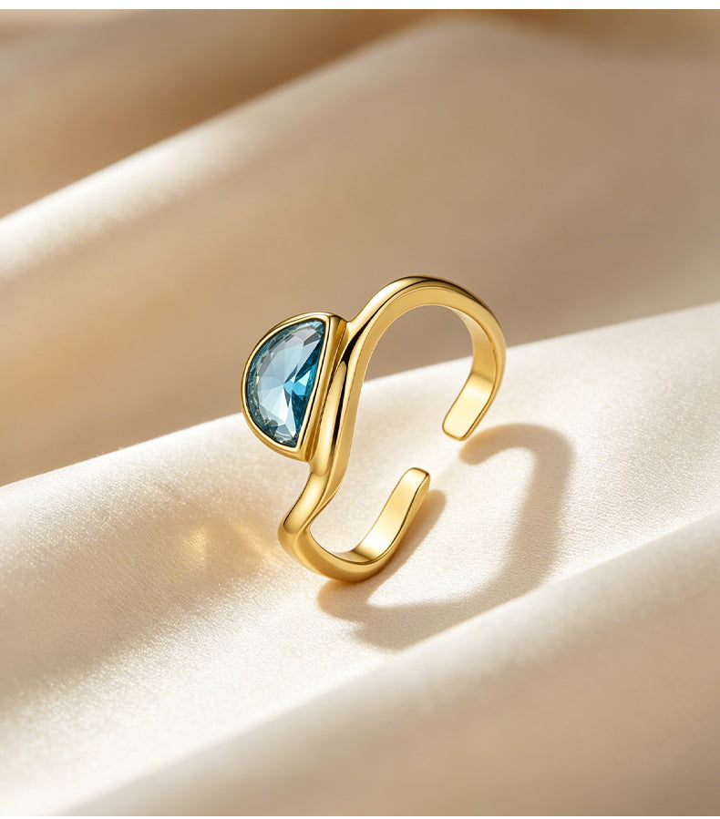 Aqua Bezel Ring
