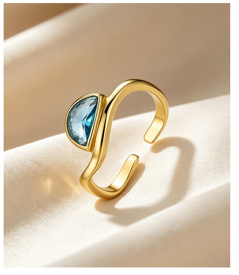 Cubic Zirconia 14K Gold Plated Ring Bezel Modern 2