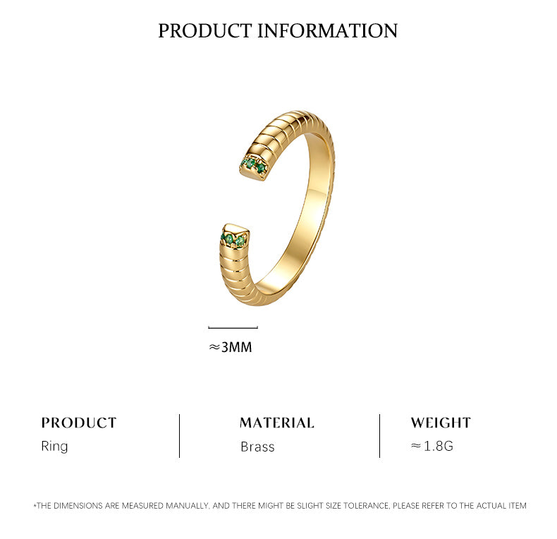 Cubic Zirconia 14K Gold Plated Ring Bead Modern 4