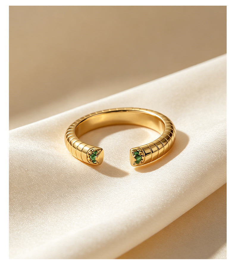 Cubic Zirconia 14K Gold Plated Ring Bead Modern 4
