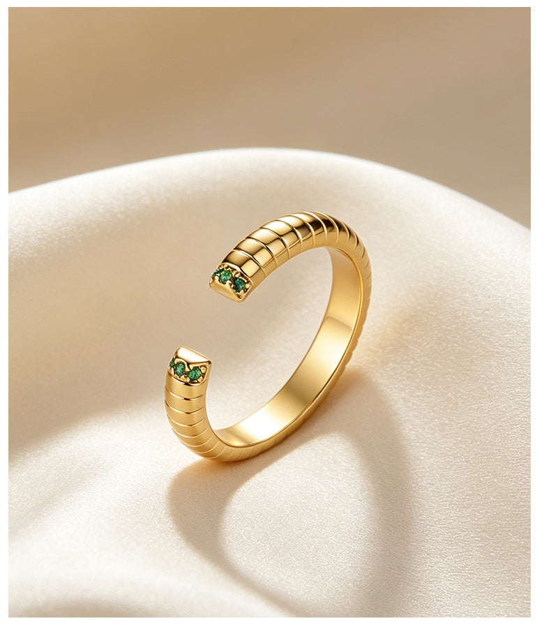 Cubic Zirconia 14K Gold Plated Ring Bead Modern 4