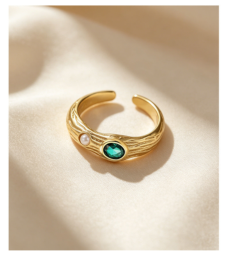 Cubic Zirconia 14K Gold Plated Ring Bezel Modern