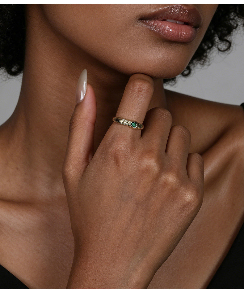 Cubic Zirconia 14K Gold Plated Ring Bezel Modern