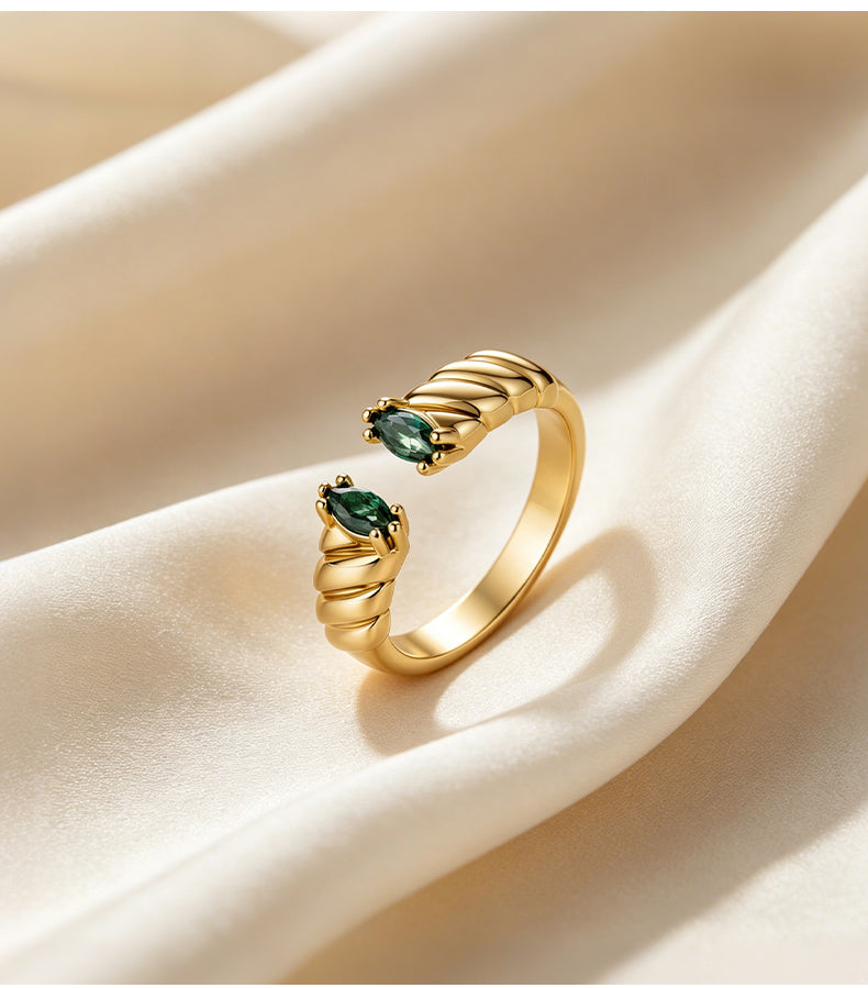 Cubic Zirconia 14K Gold Plated Ring Prong Modern 3