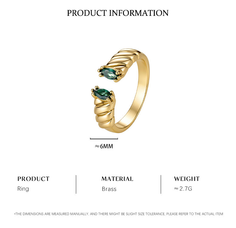 Cubic Zirconia 14K Gold Plated Ring Prong Modern 3