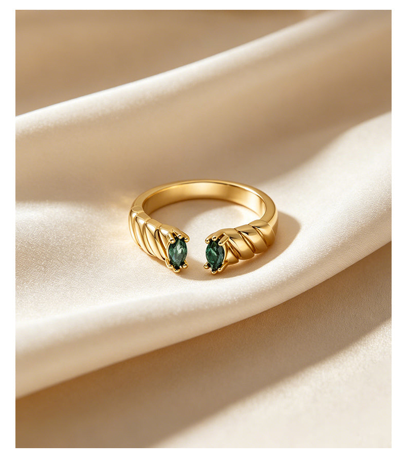 Cubic Zirconia 14K Gold Plated Ring Prong Modern 3