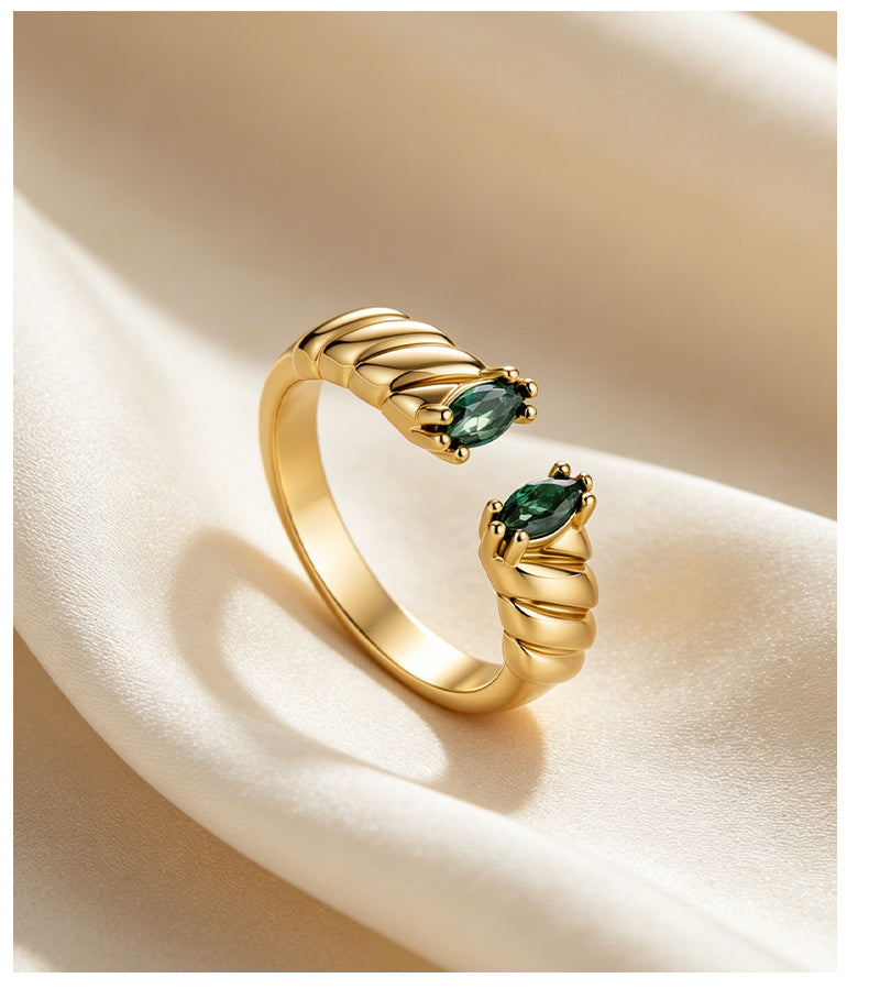 Cubic Zirconia 14K Gold Plated Ring Prong Modern 3