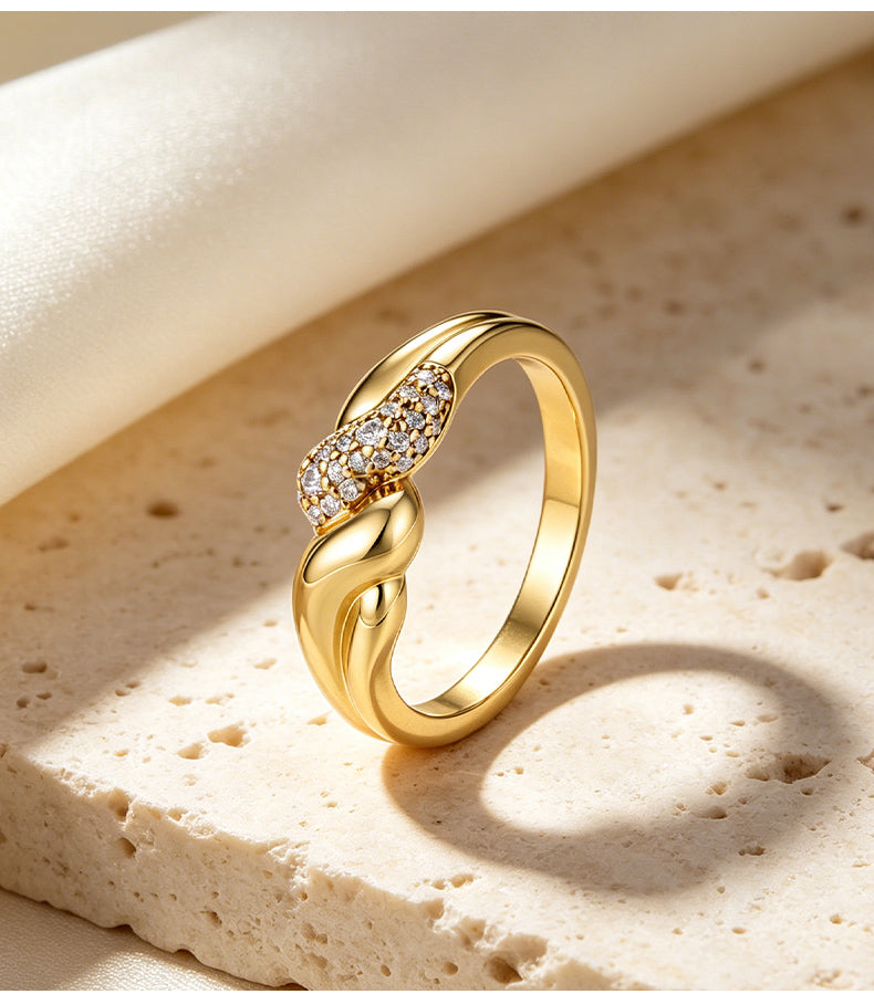 Cubic Zirconia 14K Gold Plated Ring , Sporty / Streetwear