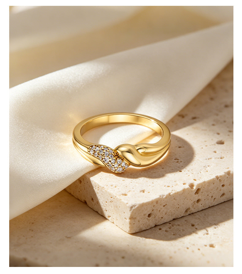 Cubic Zirconia 14K Gold Plated Ring , Sporty / Streetwear