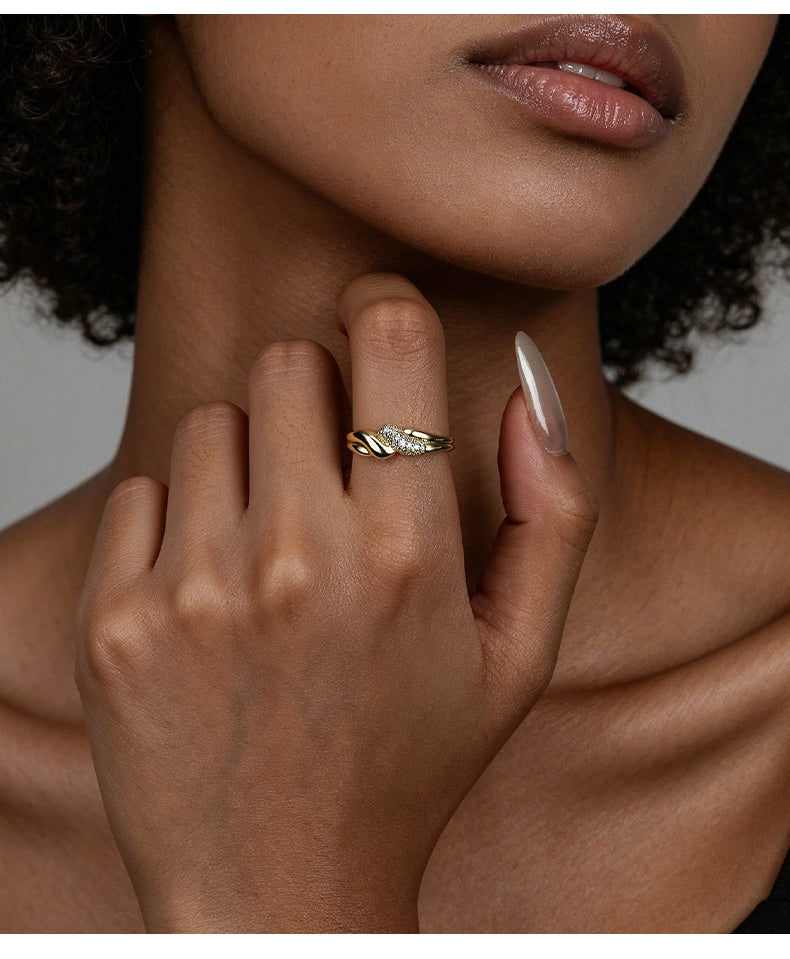 Cubic Zirconia 14K Gold Plated Ring , Sporty / Streetwear
