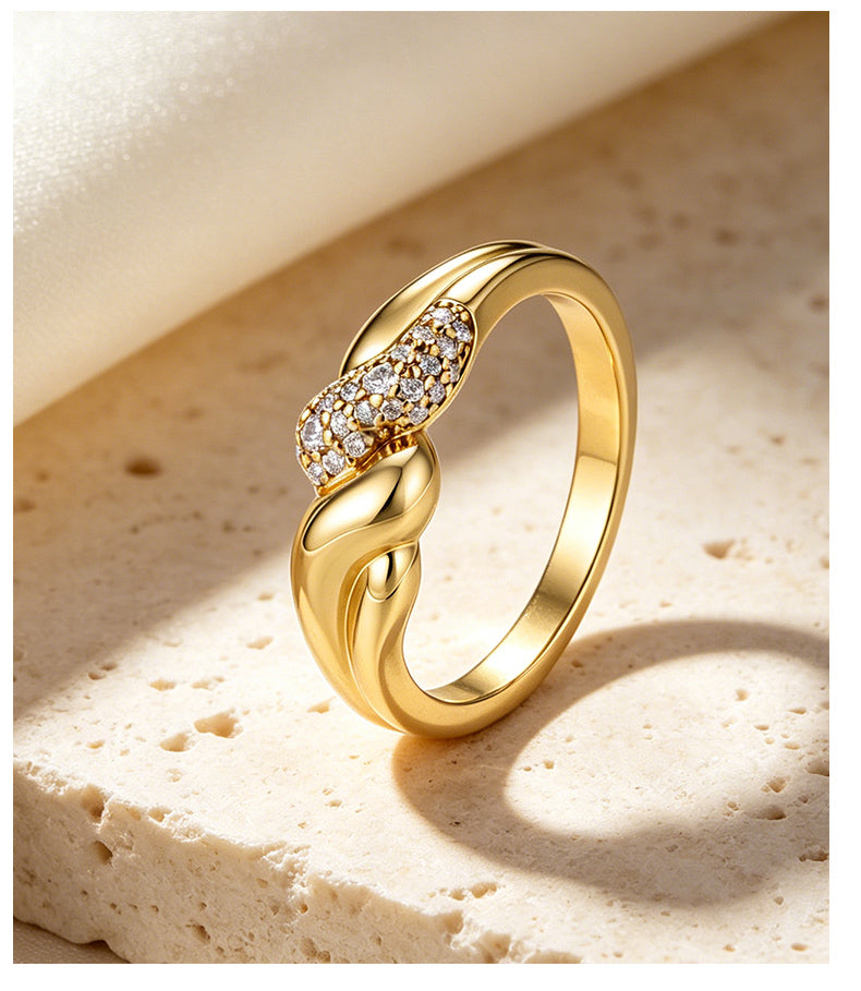 Cubic Zirconia 14K Gold Plated Ring , Sporty / Streetwear