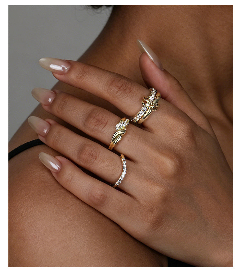 Cubic Zirconia 14K Gold Plated Ring , Sporty / Streetwear