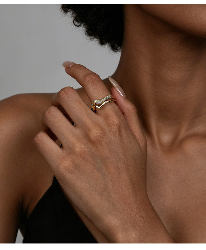 Cubic Zirconia 14K Gold Plated Ring Bead Modern 5