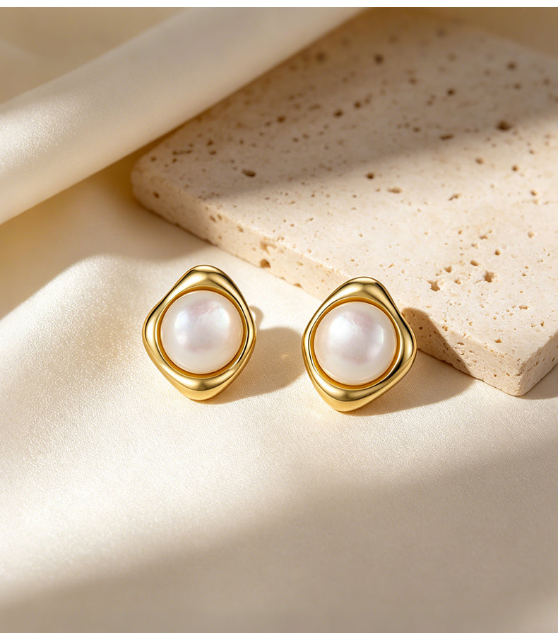 Pearl Bezel Studs