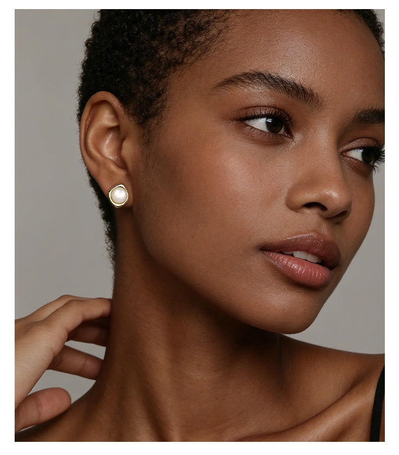 Pearl Bezel Studs