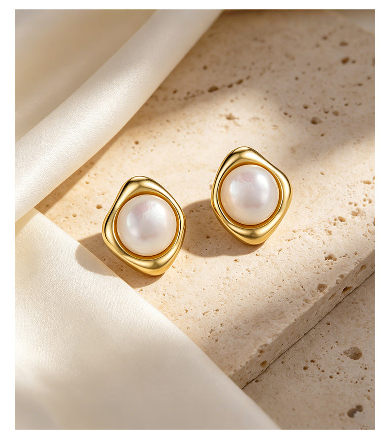 Pearl Bezel Studs