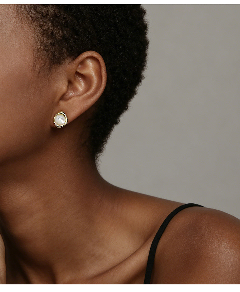 Pearl Bezel Studs