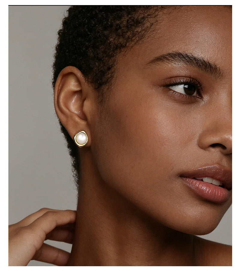 Pearl Bezel Studs