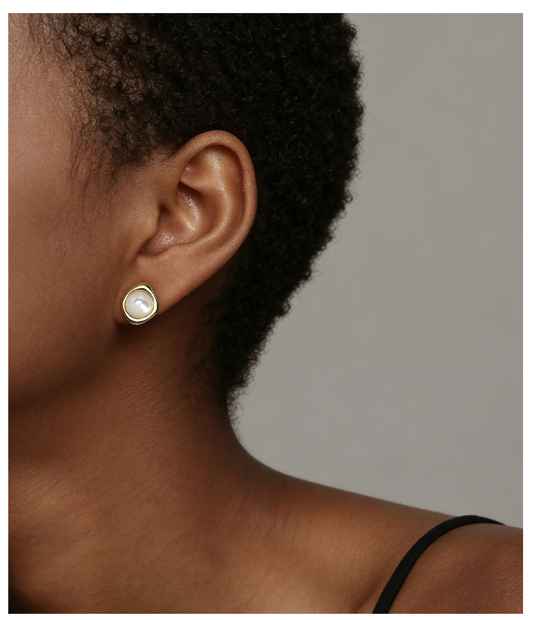 Pearl Bezel Studs