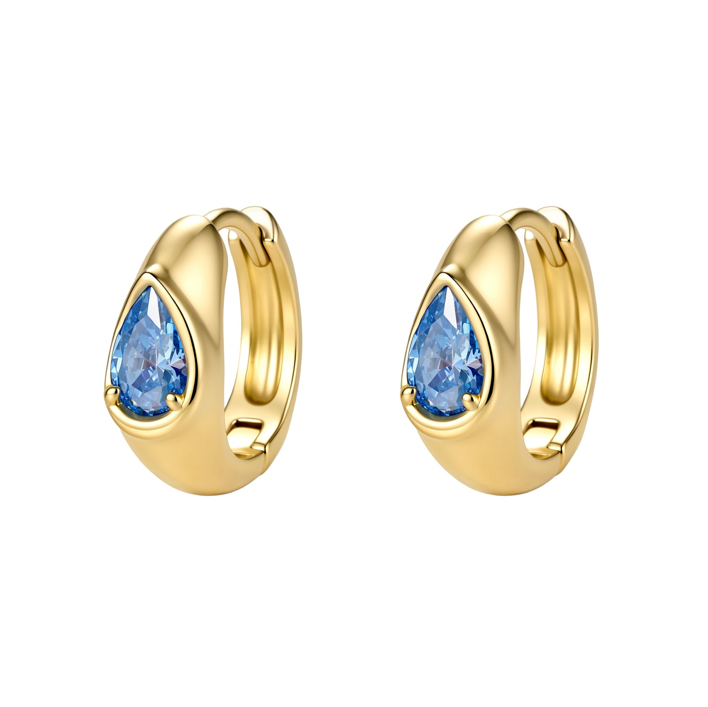 Cubic Zirconia 14K Gold Plated Stud Earrings Bezel Modern 5