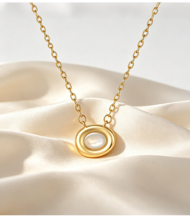 Moonstone 14K Gold Plated Necklace Bezel Modern