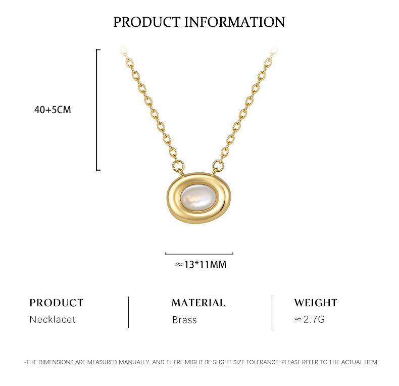 Moonstone 14K Gold Plated Necklace Bezel Modern