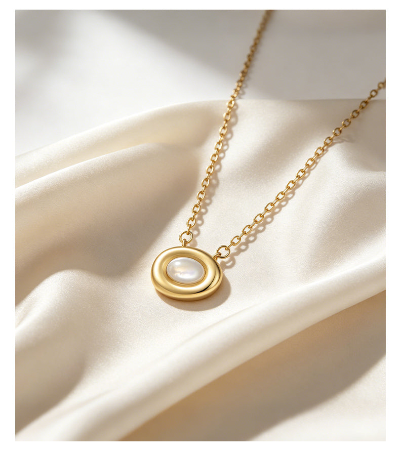 Moonstone 14K Gold Plated Necklace Bezel Modern