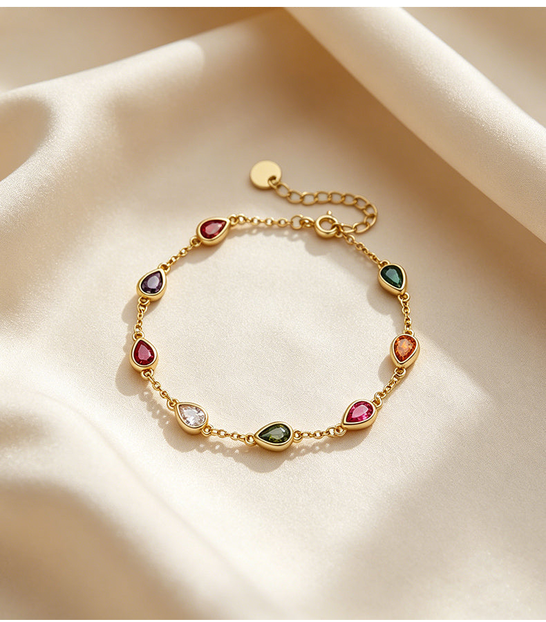 Cubic Zirconia 14K Gold Plated Bracelet , Geometric / Modern