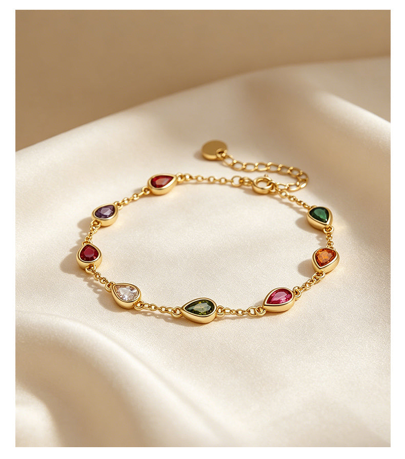 Cubic Zirconia 14K Gold Plated Bracelet , Geometric / Modern