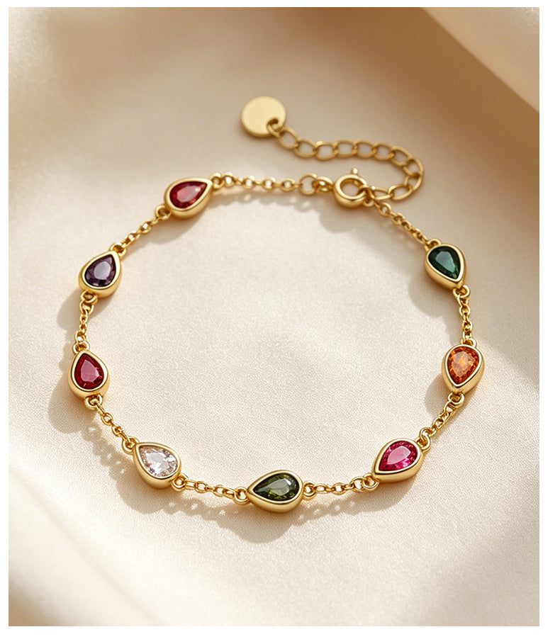 Cubic Zirconia 14K Gold Plated Bracelet , Geometric / Modern