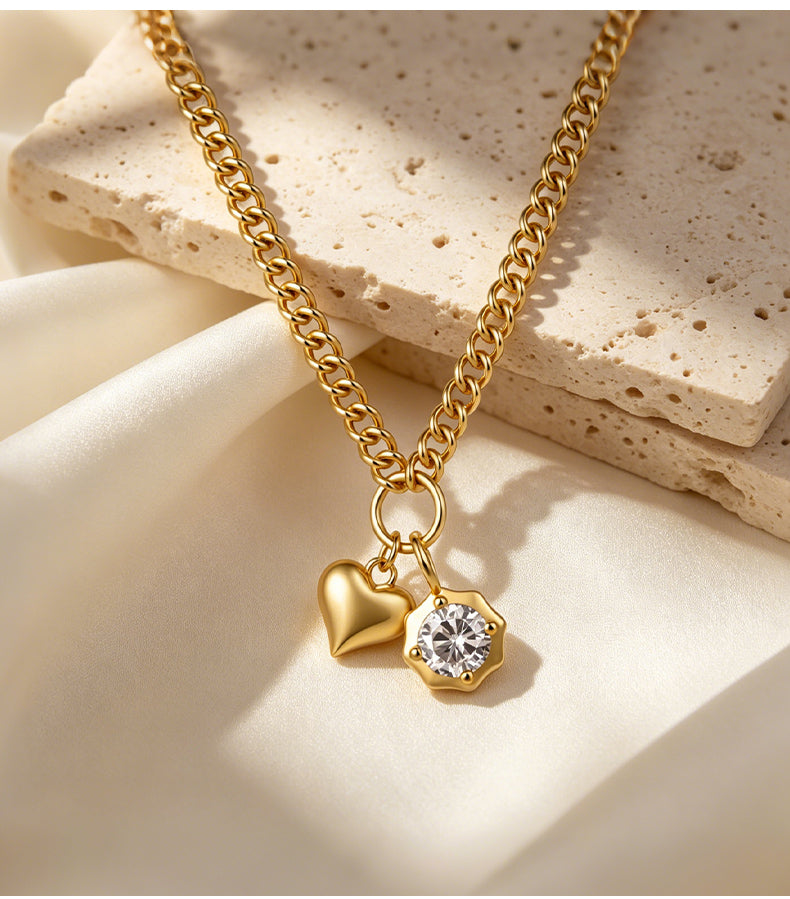 Cubic Zirconia 14K Gold Plated Necklace , Sporty / Streetwear