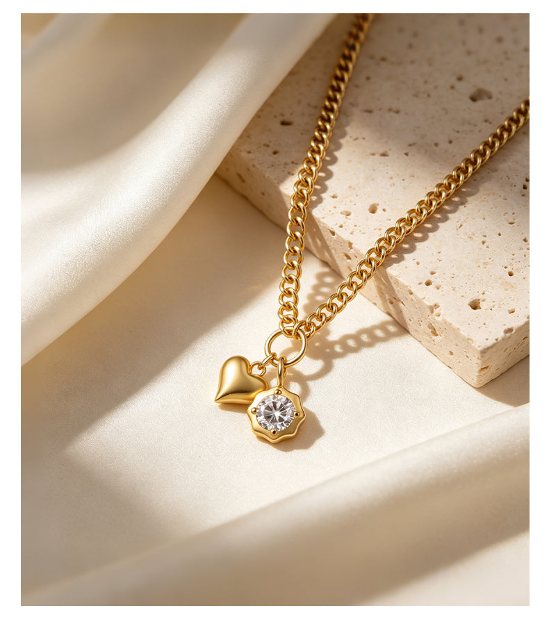 Cubic Zirconia 14K Gold Plated Necklace , Sporty / Streetwear