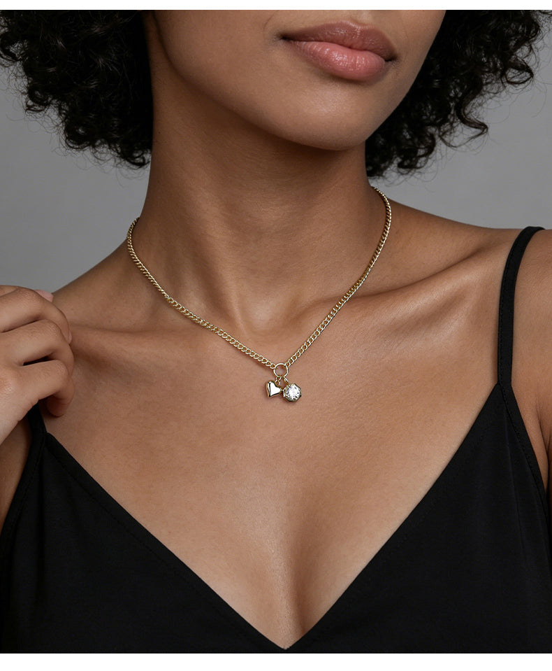 Cubic Zirconia 14K Gold Plated Necklace , Sporty / Streetwear