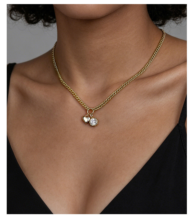 Cubic Zirconia 14K Gold Plated Necklace , Sporty / Streetwear