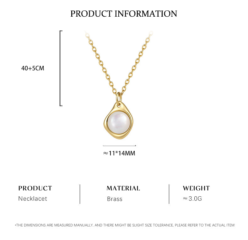 Mother of Pearl 14K Gold Plated Necklace , Geometric / Modern
