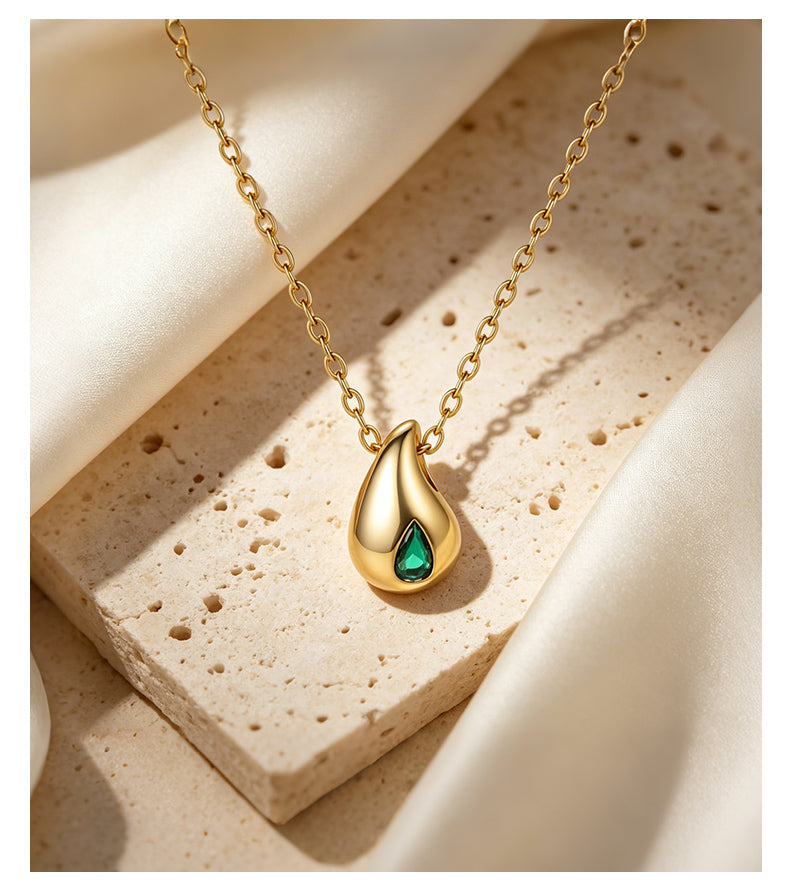 Cubic Zirconia 14K Gold Plated Necklace , Geometric / Modern