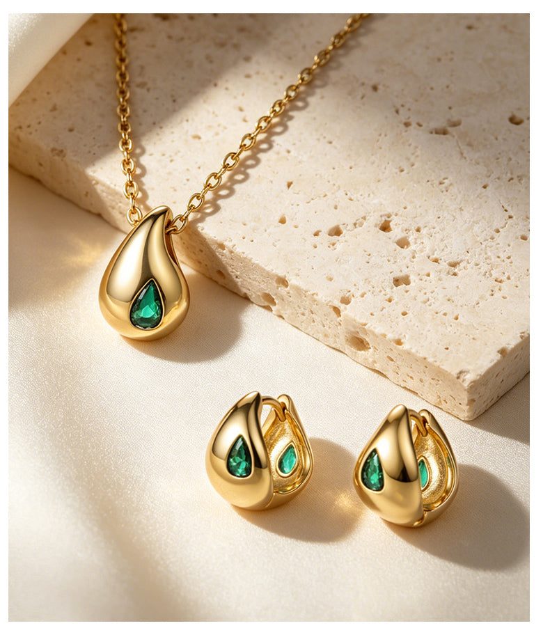 Cubic Zirconia 14K Gold Plated Necklace , Geometric / Modern