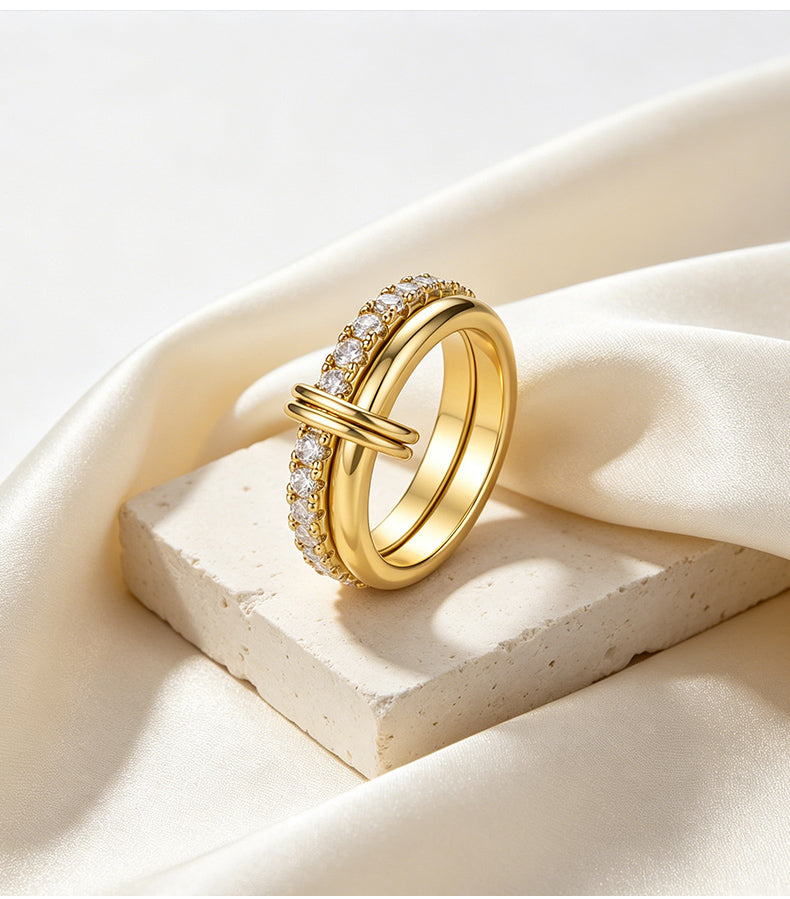 Cubic Zirconia 14K Gold Plated Ring , Classic / Timeless Luxury