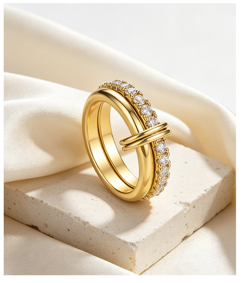 Cubic Zirconia 14K Gold Plated Ring , Classic / Timeless Luxury