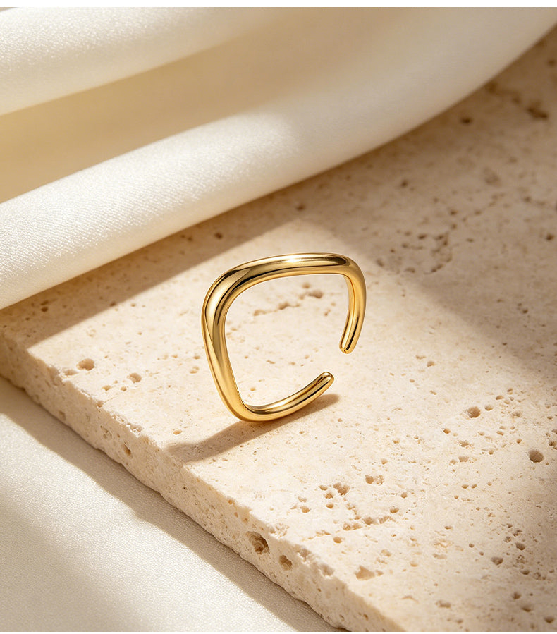 Cubic Zirconia 14K Gold Plated Ring Plain Polished Modern