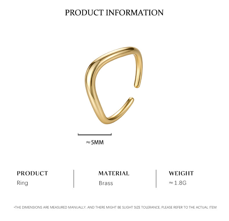 Cubic Zirconia 14K Gold Plated Ring Plain Polished Modern